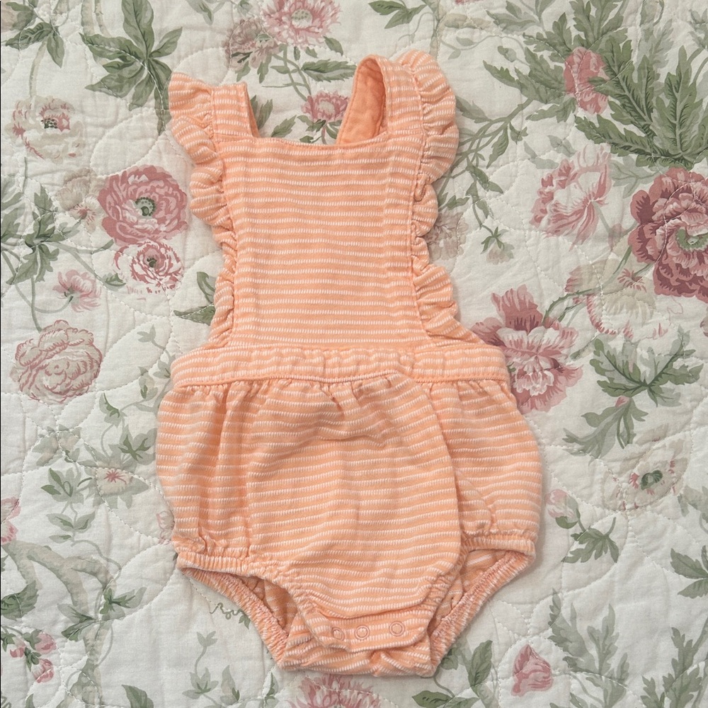 Peach Striped Baby Romper